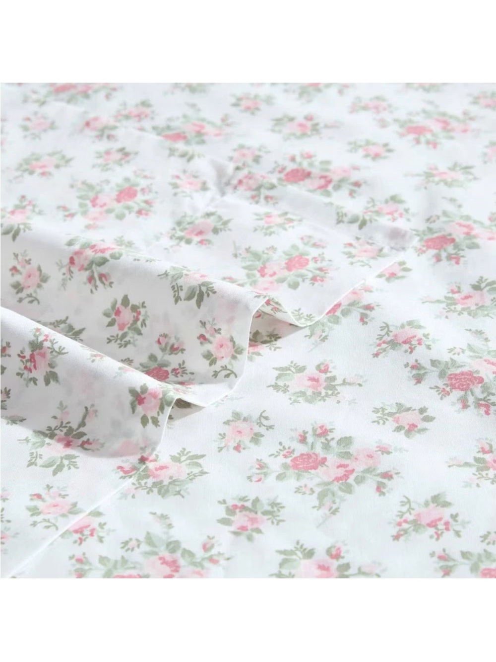Laura Ashley Leanna Rose Pink Floral Twin XL 3PC Percale Sheet Set Cotton NWT